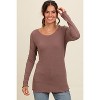 PinkBlush Brown Ribbed Knit Long Sleeve Lettuce Hem Maternity Top - 4 of 4