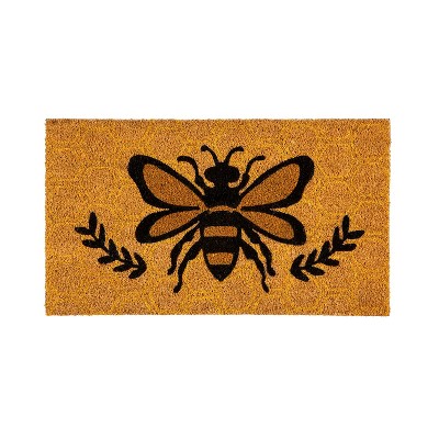 Evergreen Honeycomb Bee Indoor Outdoor Natural Coir Doormat 1'4"x2'4" Brown