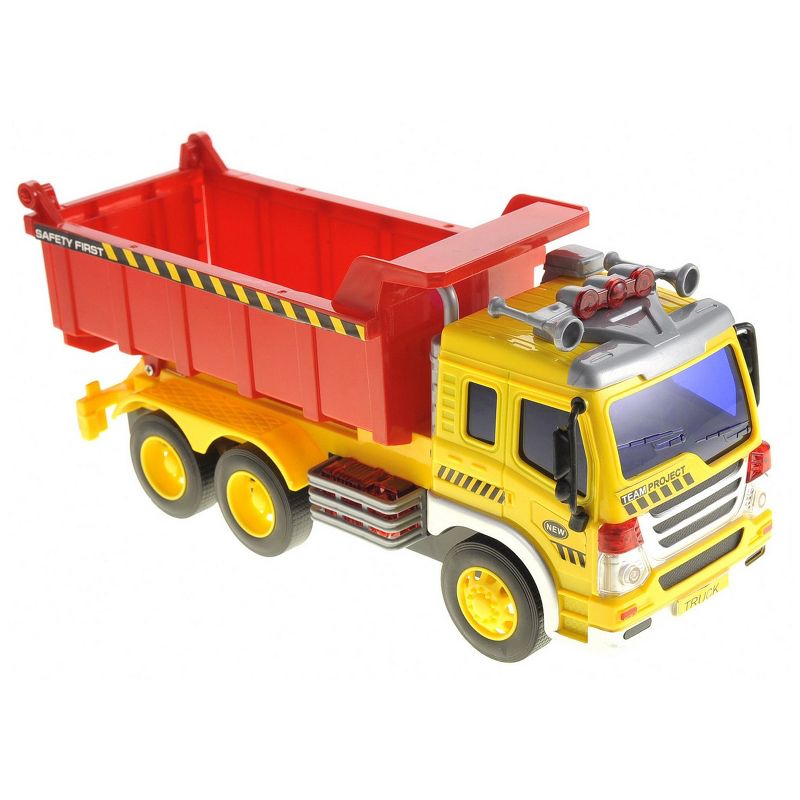 Insten Friction Powered Dump Truck Toy With Lights And Sound, 1 of 9