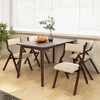 Tangkula Folding Dining Chairs Set of 4 Wooden Table Chairs w/ Padded Seat Modern Coffee & Beige - 2 of 4