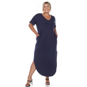 Plus Size Short Sleeve V-neck Maxi Dress - 1 of 4