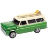 1965 Chevrolet Suburban Green Met. & Cream w/Two Surfboards "Surf Rods" Ltd Ed to 3600 pcs 1/64 Diecast Model Car by Auto World - 2 of 3