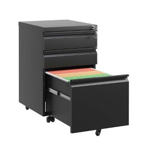 YONWAY 3 Drawer Metal File Cabinet, Vertical Filing Cabinet with Lock, Mobile File Storage Cabinet, for Letters/Legal/A4, for Home Office and School - 1 of 4
