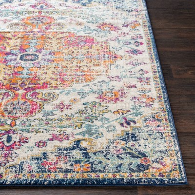 Sandhya Blue and Multicolor Synthetic Rectangular Area Rug
