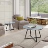 Racxily Modern Round Nesting Coffee Table Set with Black Cross Metal Legs - 3 of 4
