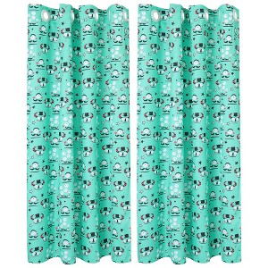 PiccoCasa Window Curtain for Kid Bedroom Curtain Alien Cartoon Pattern 2 Panels - 1 of 4