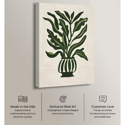 Green Botanical Vase Minimalistic Canvas Wall Art, 10" x 15"