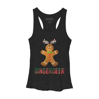 Women's Design By Humans Gingerbread Reindeer Matching Family Group Christmas Pajama By Forever9 Racerback Tank Top