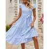 Women's Summer V Neck Smocked Maxi Dress Puff Sleeve Pregnancy Baby Shower Photoshoot Dress - 3 of 4