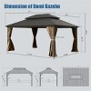 10X14 FT Outdoor Aluminum Patio Gazebo,Gazebo With Double Roof Canopy And Curtains,Galvanized Steel Hardtop Permanent Gazebo-Coolbibila - 4 of 4
