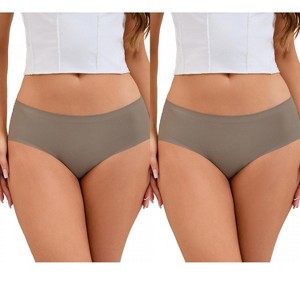 INSPIRE CHIC 2 Pcs Women's Mid-Waisted Panties Full Coverage No Trace Comfortable Briefs - 1 of 4