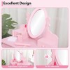 Kids Vanity Set, Adjustable Angle Mirror, Wooden Makeup Table, Pretend Play Girls Vanity Table and Chair Set, for Bedroom, Playroom - 4 of 4