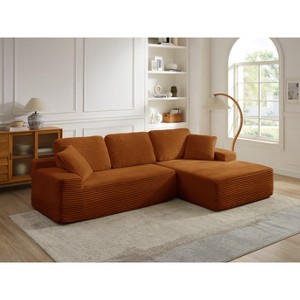 109'' Modern Boneless Sofa Couch, Corduroy Modular Sectional Sofa With L-Shape Chaise, No Assembly Required - 1 of 4