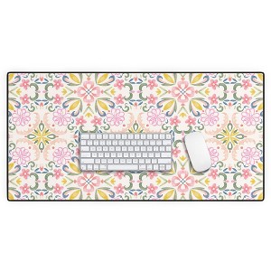 Pimlada Phuapradit Pastel Floral Tile Desk Mat - Deny Designs - 1 of 4