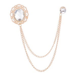 Unique Bargains Alloy Rhinestones Tassel Chain Hanging Fashion Durable Oral Brooch - 1 of 4