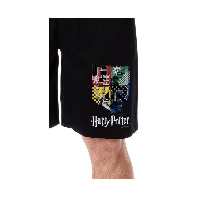 Harry Potter Mens' Wizarding World Hogwarts Crest Sleep Pajama Shorts Black, 2 of 4