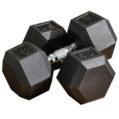 Soozier Hex Rubber Free Weight Dumbbells Set in Pair with Steel Handles 12lbs/Single Hand Weight for Strength Workout Training
