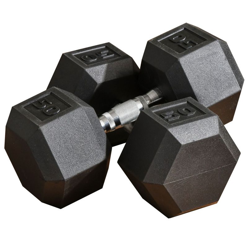 Soozier Hex Rubber Free Weight Dumbbells Set in Pair with Steel Handles 12lbs/Single Hand Weight for Strength Workout Training, 1 of 9