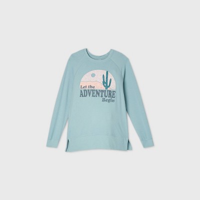 Image of Maternity "Let The Adventure Begin" Graphic Raglan Sweatshirt - Isabel Maternity by Ingrid & Isabel™ Blue XXL