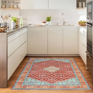 Vintage Area Rug - Rug for Living Room, Washable Rug, Non Slip Stain-Resistant Carpet, Low Pile Soft Vintage Design, Perfect for Bedroom & Dining Room - 1 of 4