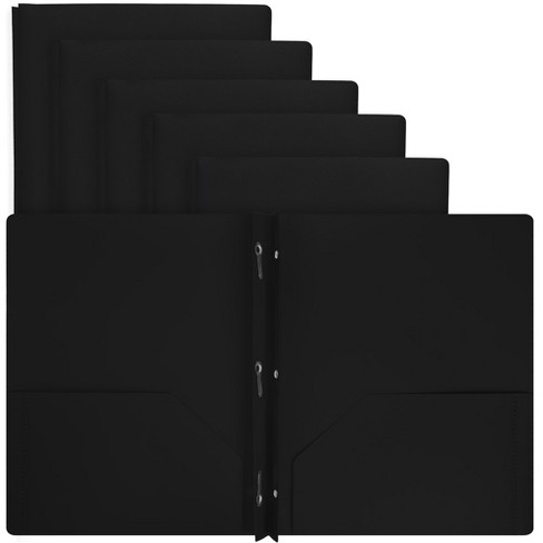 Plastic Folders With Pockets And Prongs Black Two Pocket Folder With Brads 6 Pc by Enday Target