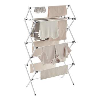 Songmics 2-level Clothes Drying Rack Laundry Drying Rack With  Height-adjustable Wings 33 Drying Rails Sock Clips Silver And White : Target