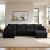 MYINDA 133.8'' Corduroy Deep Seat Sectional Sofa, Thick Padded Multi-Person Sofa with Storage Armrests, USB and Cell Phone Holder - 2 of 4