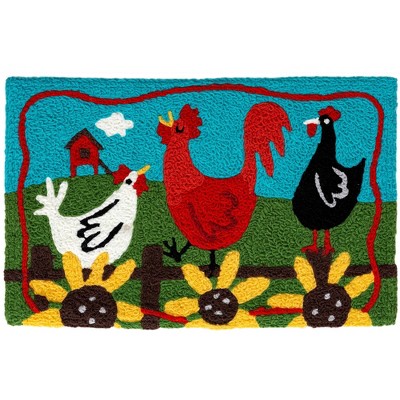 Jellybean Little Red Hen House Doormat – Colorful Indoor/Outdoor Doormat for Farmhouse Porch or Entryway, 20"X30"