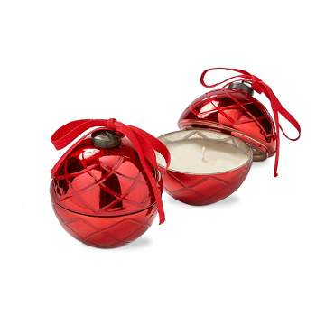 tag Portobello Red Glass Ornament Shaped Scented Soy Blend Candle, 4.0L x 4.0W x 4.5H-in.