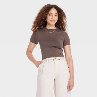Women's Slim Fit Short Sleeve Seamless Baby T-Shirt - A New Day™