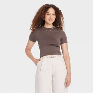 Women's Slim Fit Short Sleeve Seamless Baby T-Shirt - A New Day™ - 1 of 4