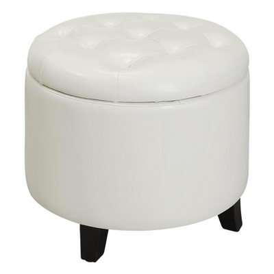 Round Ottoman White - Breighton Home