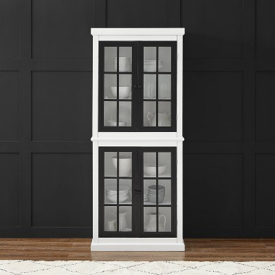 Tall White and Black Freestanding Storage Pantry with Adjustable Shelving