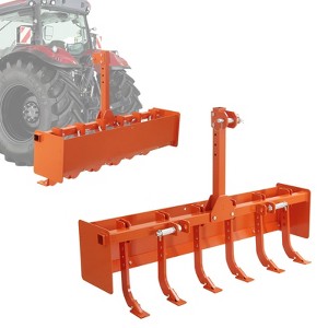 55" Box Blade Tractor Attachment, Compatible with Category 1 & Cat 0, Box Blade Scraper with 6 Adjustable Scarifier Shanks for Grading, Orange - 1 of 4