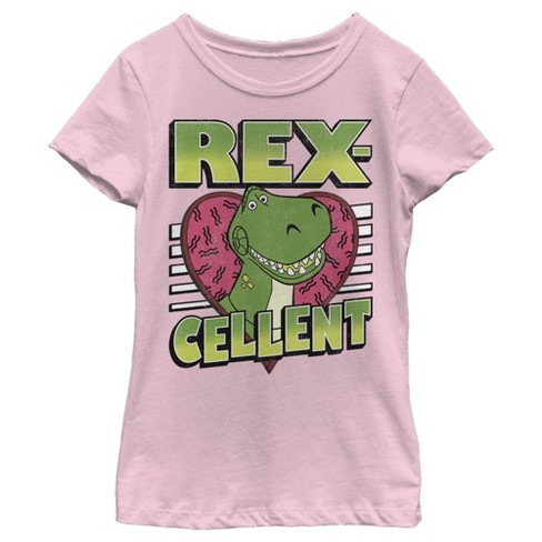 Girl's Toy Story Valentine Rex-cellent T-shirt - Light Pink - X Large 