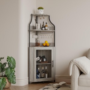Corner Wine Cabinet, Metal Wine Holder Stand Holds 50+ Bottles & Glassware, Floor Wine Storage for Kitchen Dining Room Office Bar - 1 of 4