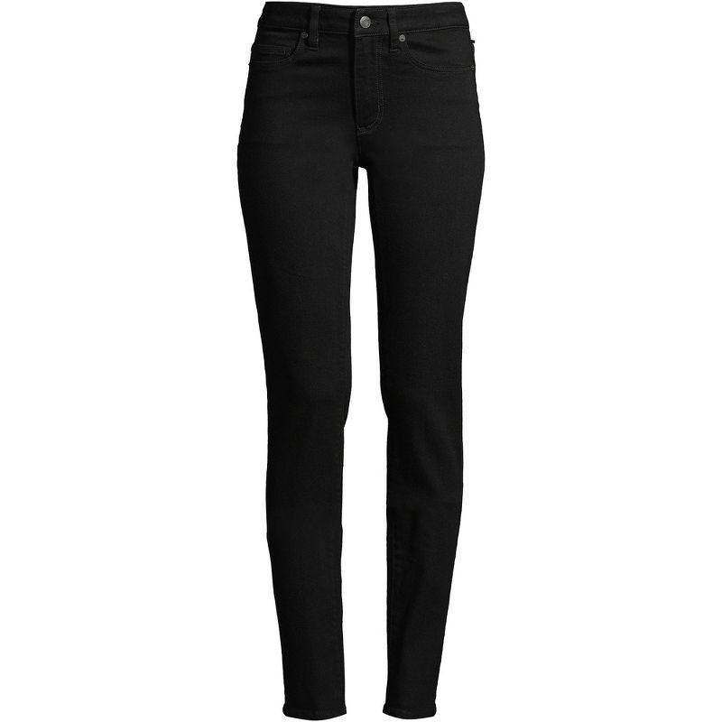 Lands' End Women's Tall Mid Rise Straight Leg Jeans - Black, 3 of 6