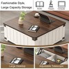 PAGED Lift Top Coffee Table with Storage, Wood Square Center Table with USB Ports for Living Room, Office, White+Brown - 3 of 4