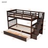 NicBex Stairway Twin Over Twin Loft and Bunk Bed with Three Drawers for Bedroom,Dorm,with Safety Guardrails,for Kids Teens Adults - 3 of 4
