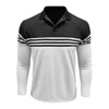 Men's Striped Print Polo Shirt Long Sleeve Collared T-Shirt Casual Color Block Golf Top// - 3 of 4