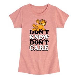 Girls' - Garfield - Don't Know Don't Care Fitted Short Sleeve Graphic T-Shirt - 1 of 4