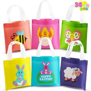 Syncfun 36pcs Easter Gift Bags for Kids, Non Woven Easter Tote Bags with Handles Party Treat Bags Egg Hunt Game, Easter Party Supplies Favors - 1 of 4