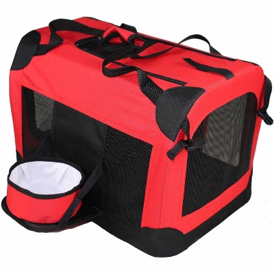 Extra Small Red Soft Sided Pet Carrier with Mesh Windows