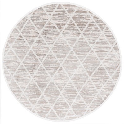 Mila MIL240 Power Loomed Indoor Area Rug - Beige/Ivory - 6'7" Round- Safavieh
