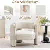 Mid Century Modern Accent Barrel Chair Comfy Upholstered Round Armchair, Velvet Fabric Boucle Lounge Chair for Living Room Bedroom Apartment, Cream - 3 of 4