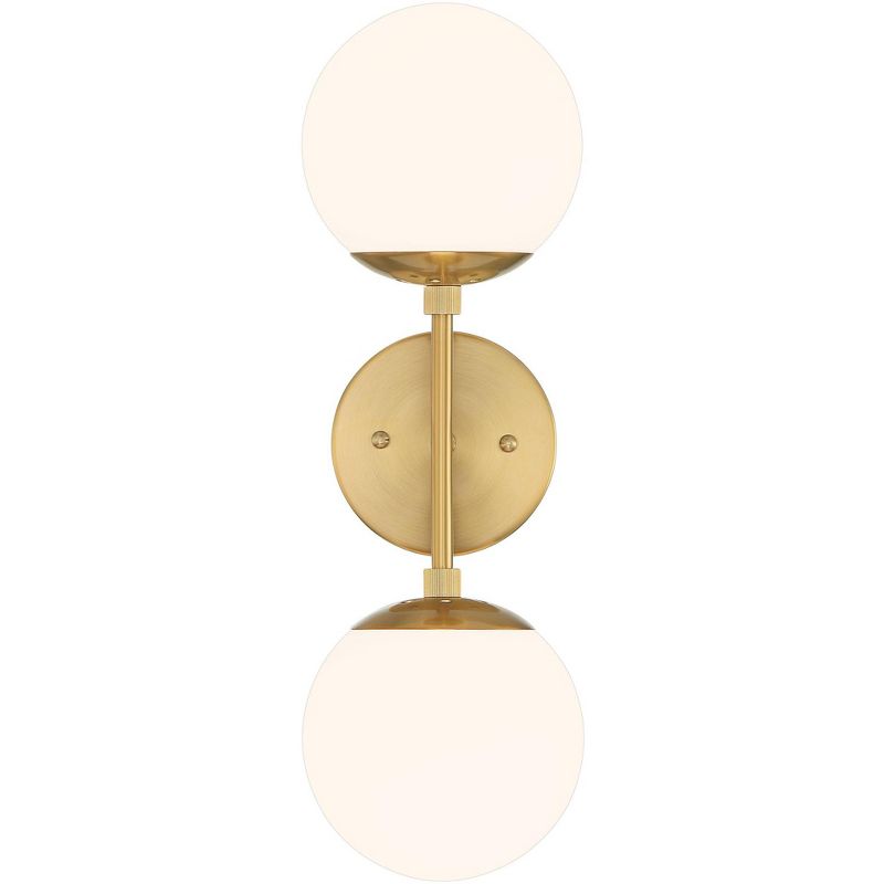 Possini Euro Design Oso Modern Wall Light Sconce Soft Gold Hardwire 6" 2-Light Fixture Opal Glass Orb Shade for Bedroom Bathroom Living Room House, 5 of 10