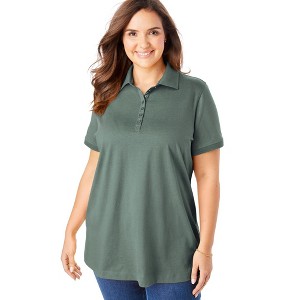 Woman Within Perfect Short-Sleeve Polo Shirt - 1 of 4
