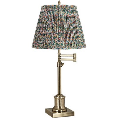 360 Lighting Westbury 36" Tall Large Traditional End Table Lamp Swing Arm Gold Antique Brass Finish Single Misha Green Shade Living Room Bedroom
