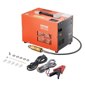 VEVOR PCP Air Compressor, 4500PSI/30Mpa Portable PCP Airgun Compressor with Built-in Converter & Fan Cooling System, DC12V/AC120V Manual-Stop, Orange - 1 of 4