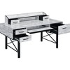 Royal Hampton Computer Desk with 5 Drawers and Grains, Antique White and Black - 3 of 4